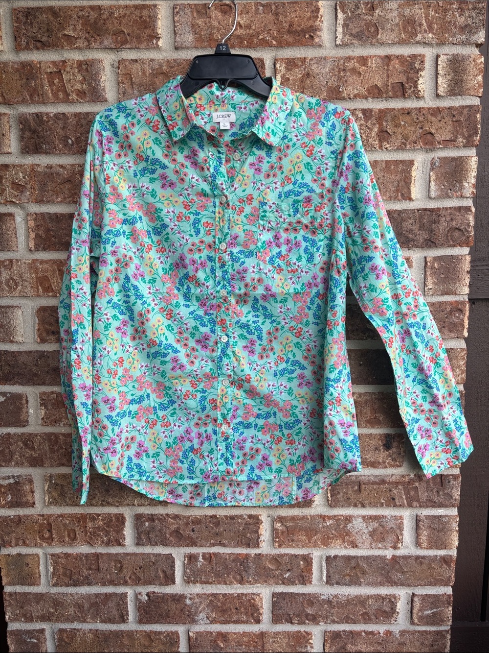 J. Crew Mint Green Floral Button-Down Shirt